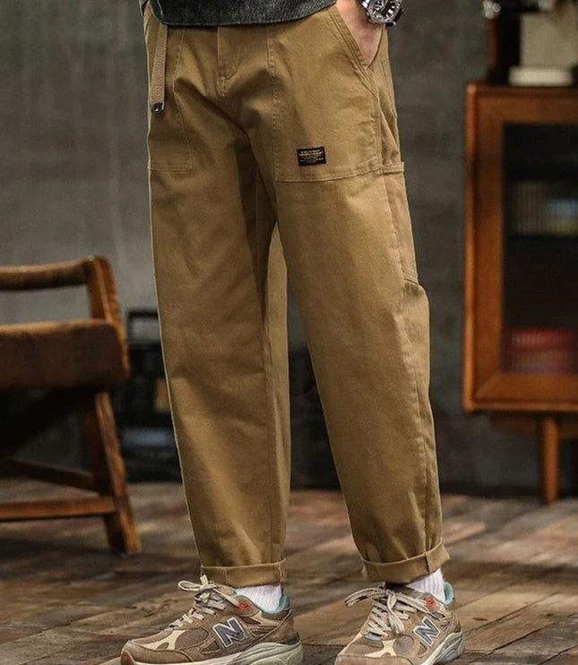 Pantalon cargo à jambe droite décontractée avec multi-poches pour homme, vêtement de travail