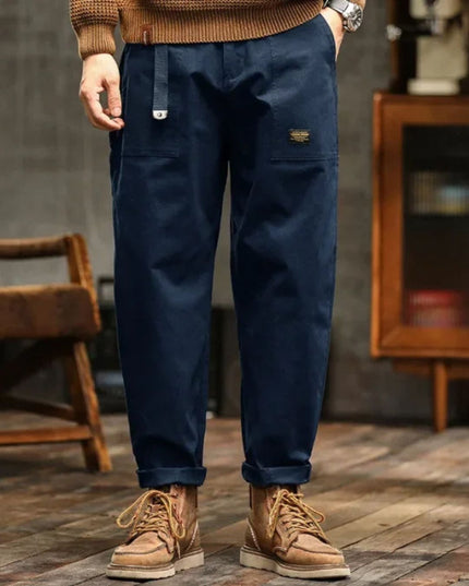 Pantalon cargo à jambe droite décontractée avec multi-poches pour homme, vêtement de travail