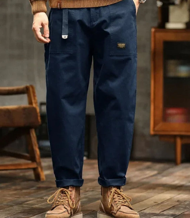 Pantalon cargo à jambe droite décontractée avec multi-poches pour homme, vêtement de travail