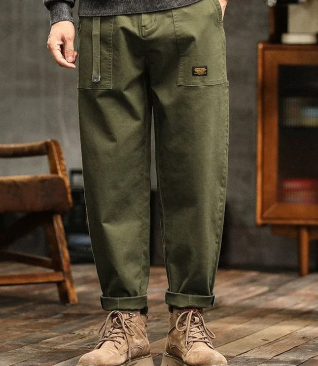 Pantalon cargo à jambe droite décontractée avec multi-poches pour homme, vêtement de travail