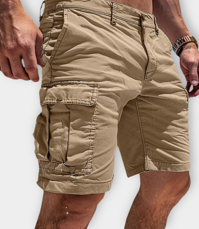 Short cargo longueur genou pour homme, multi-poches, coupe décontractée, été