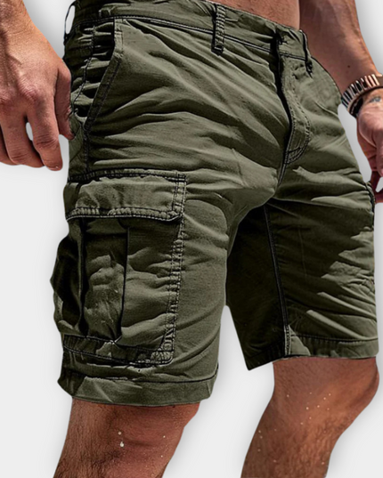 Short cargo longueur genou pour homme, multi-poches, coupe décontractée, été