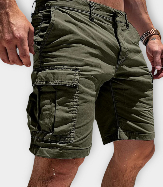 Short cargo longueur genou pour homme, multi-poches, coupe décontractée, été