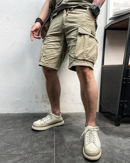 Shorts cargo d'été pour homme, multi-poches, longueur genou, coupe décontractée
