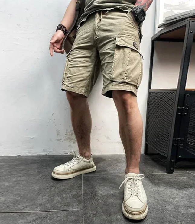 Shorts cargo d'été pour homme, multi-poches, longueur genou, coupe décontractée