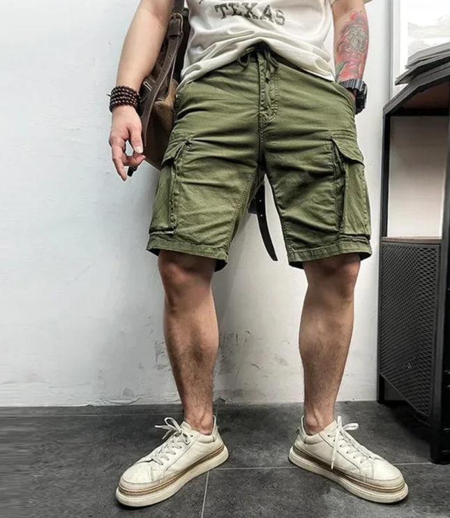Shorts cargo d'été pour homme, multi-poches, longueur genou, coupe décontractée