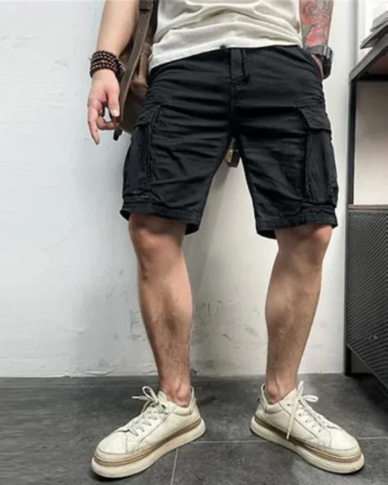 Shorts cargo d'été pour homme, multi-poches, longueur genou, coupe décontractée
