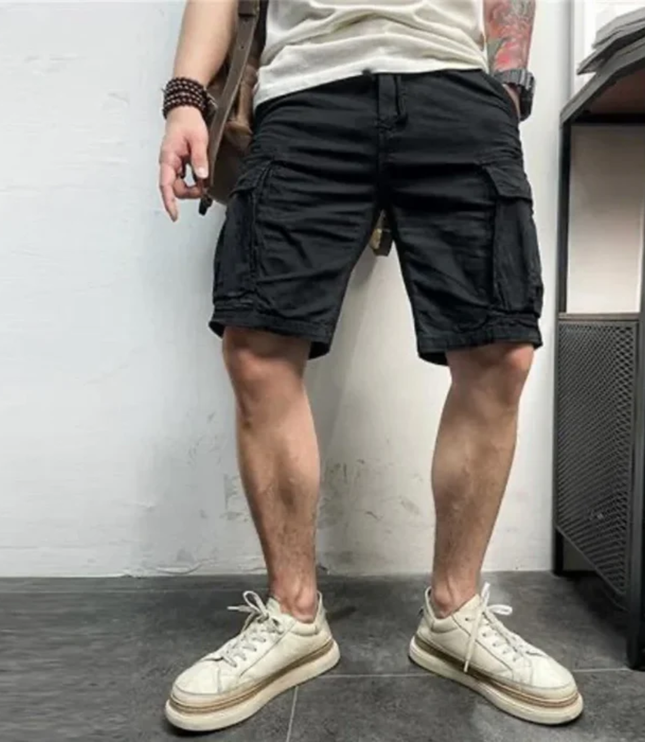 Shorts cargo d'été pour homme, multi-poches, longueur genou, coupe décontractée