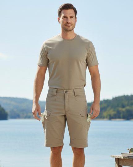 Shorts cargo d'été pour homme, coupe décontractée, multi-poches, longueur genou