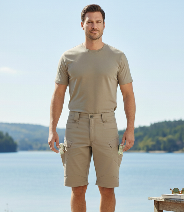 Shorts cargo d'été pour homme, coupe décontractée, multi-poches, longueur genou