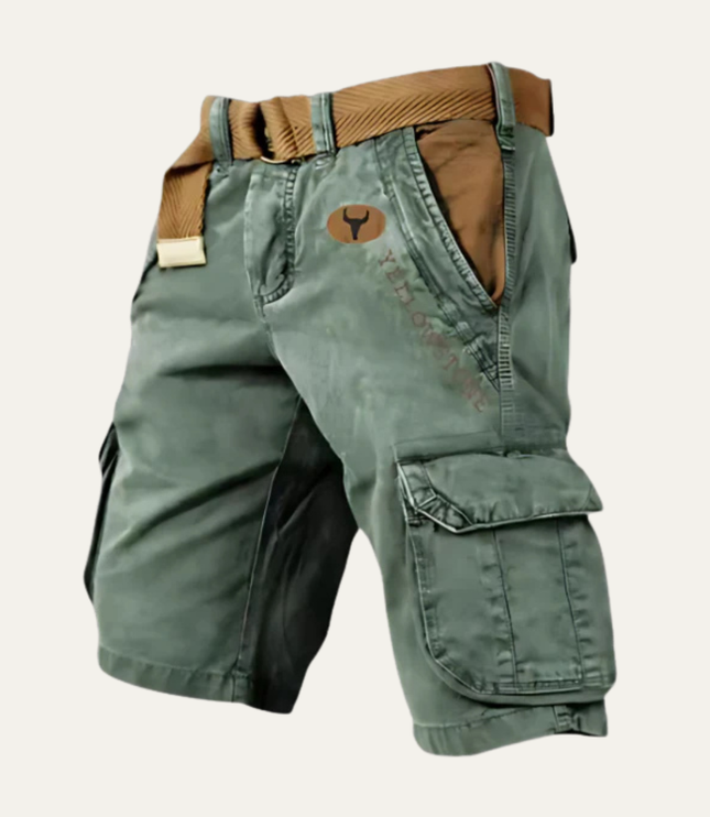 Shorts cargo d'été pour homme avec ceinture, multi-poches, longueur genou