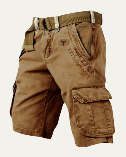 Shorts cargo d'été pour homme avec ceinture, multi-poches, longueur genou