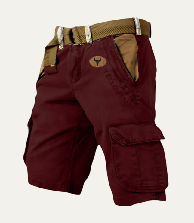 Shorts cargo d'été pour homme avec ceinture, multi-poches, longueur genou