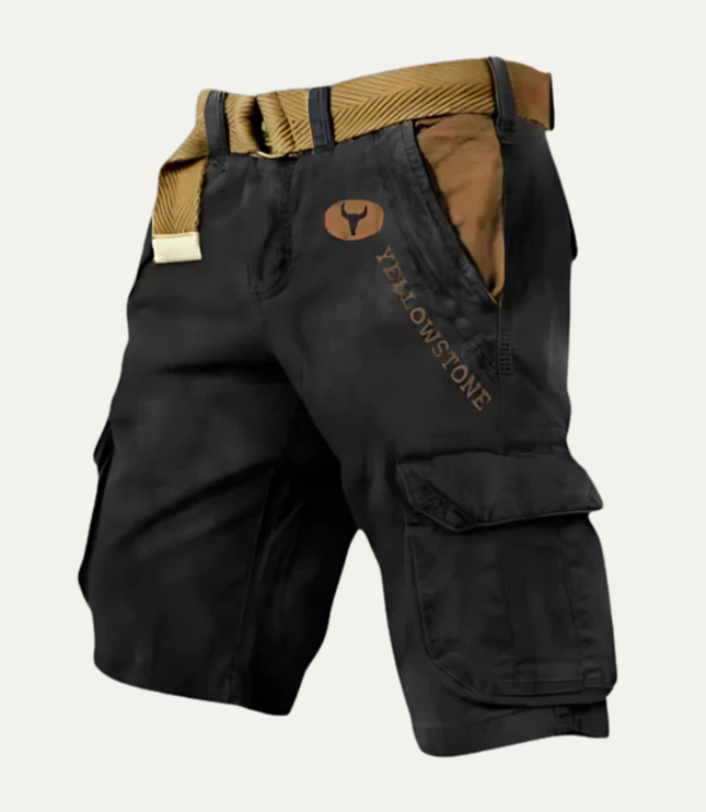 Shorts cargo d'été pour homme avec ceinture, multi-poches, longueur genou