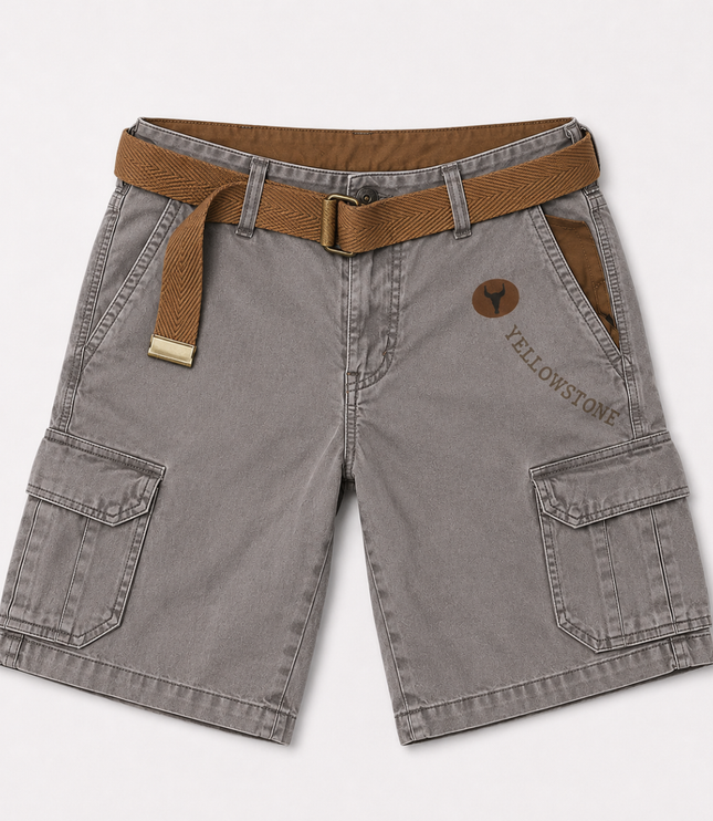Shorts cargo d'été pour homme avec ceinture, multi-poches, longueur genou