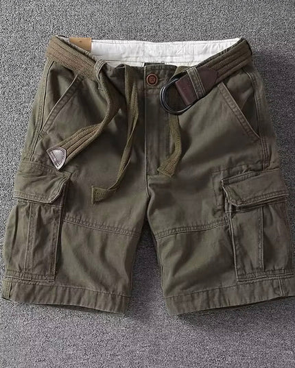 Short cargo avec ceinture pour homme, multi-poches, coupe décontractée, été