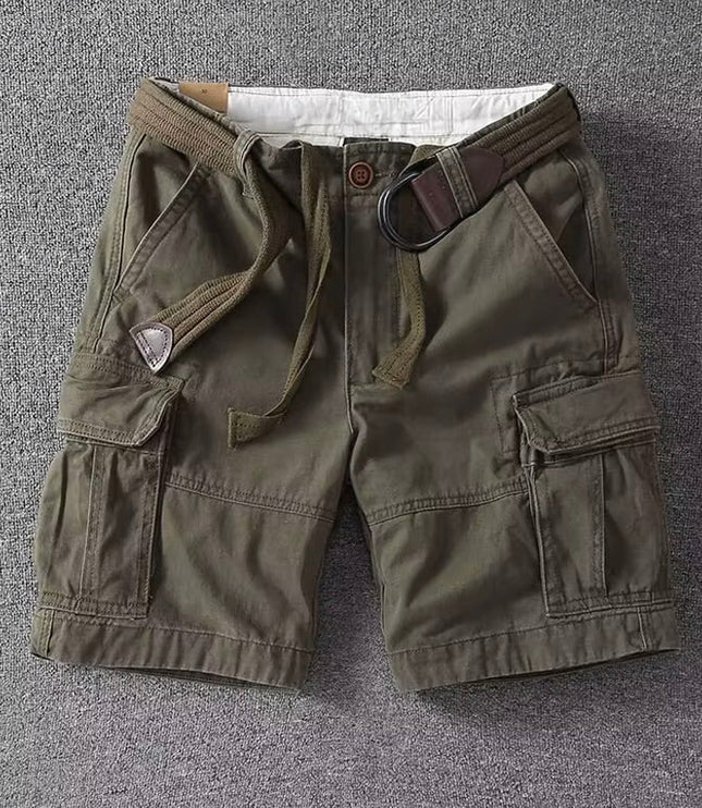 Short cargo avec ceinture pour homme, multi-poches, coupe décontractée, été