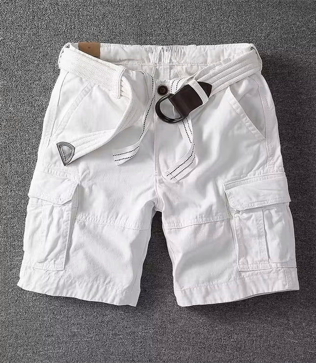 Short cargo avec ceinture pour homme, multi-poches, coupe décontractée, été