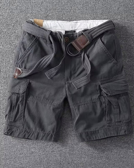 Short cargo avec ceinture pour homme, multi-poches, coupe décontractée, été