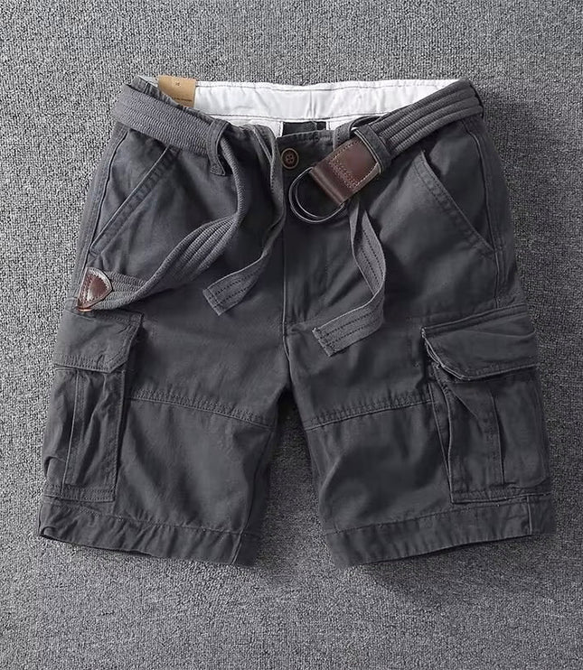 Short cargo avec ceinture pour homme, multi-poches, coupe décontractée, été