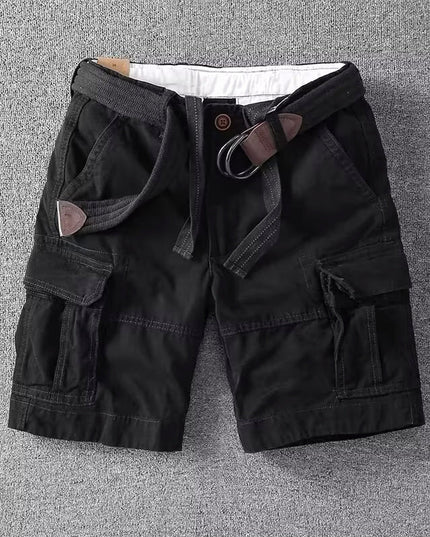 Short cargo avec ceinture pour homme, multi-poches, coupe décontractée, été