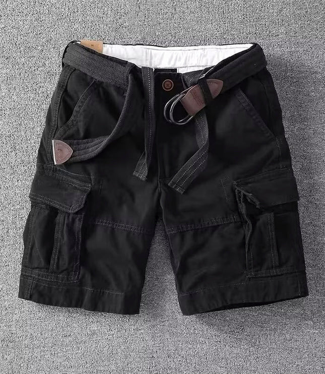 Short cargo avec ceinture pour homme, multi-poches, coupe décontractée, été