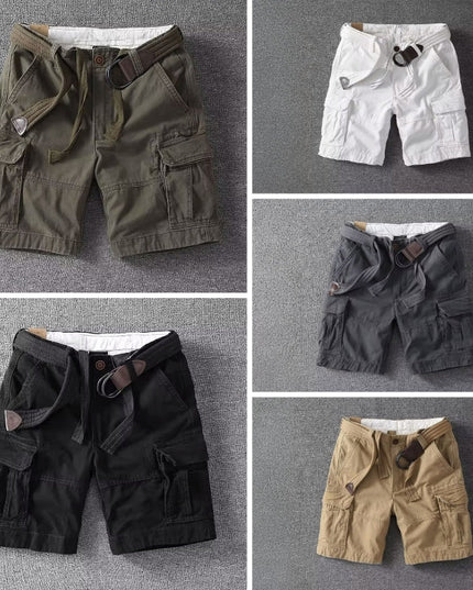 Short cargo avec ceinture pour homme, multi-poches, coupe décontractée, été