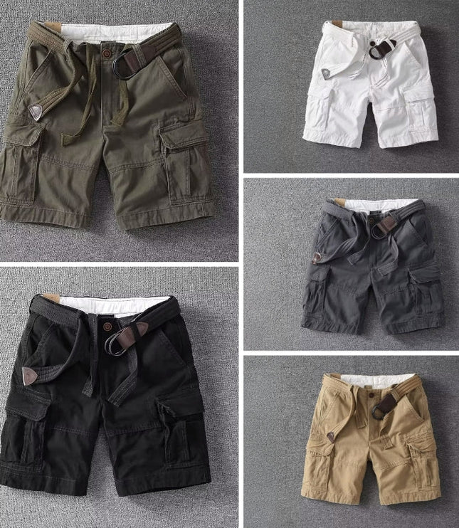 Short cargo avec ceinture pour homme, multi-poches, coupe décontractée, été