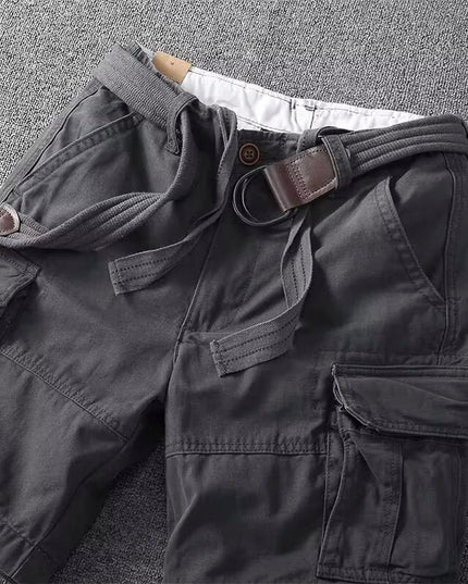 Short cargo avec ceinture pour homme, multi-poches, coupe décontractée, été