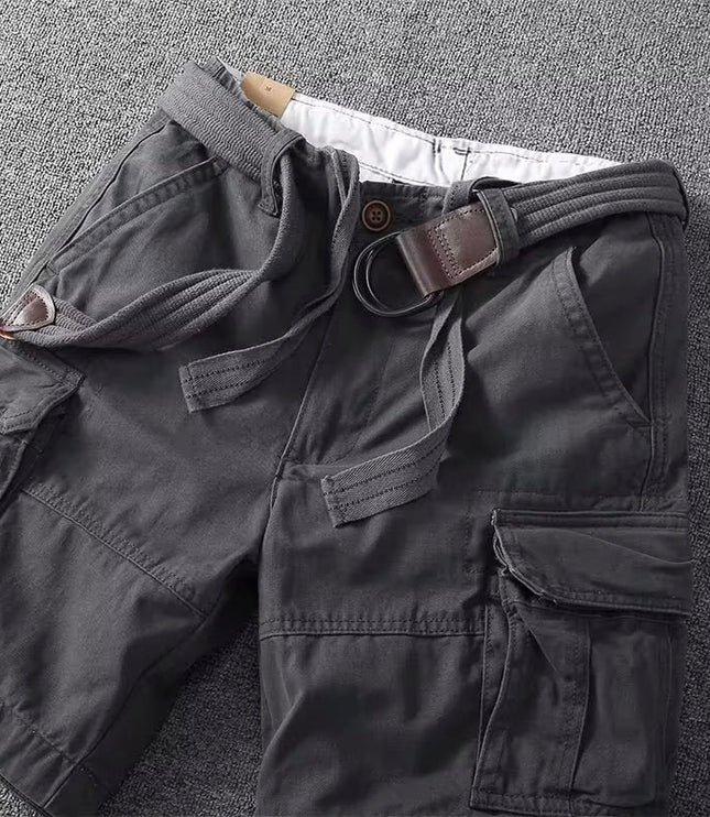 Short cargo avec ceinture pour homme, multi-poches, coupe décontractée, été
