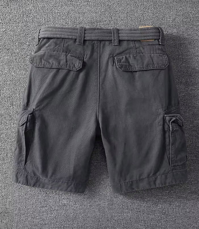 Short cargo avec ceinture pour homme, multi-poches, coupe décontractée, été