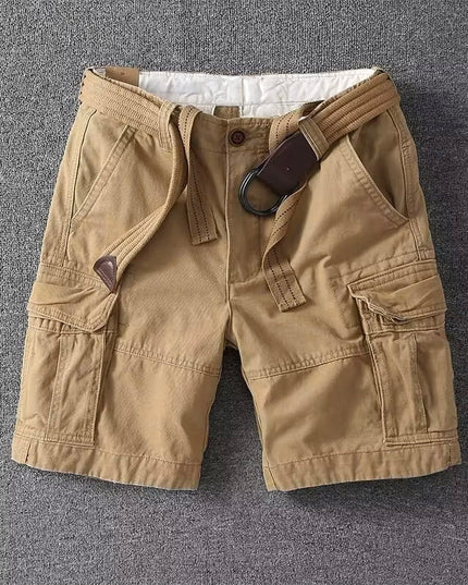 Short cargo avec ceinture pour homme, multi-poches, coupe décontractée, été