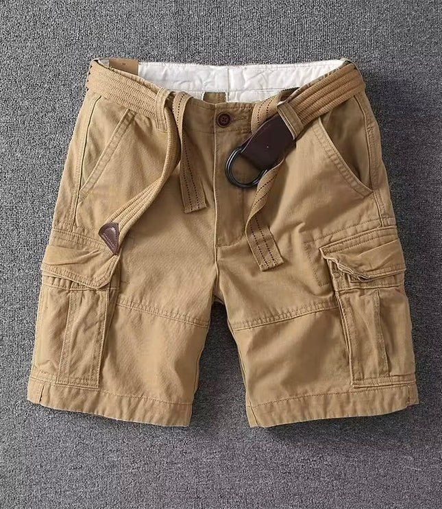 Short cargo avec ceinture pour homme, multi-poches, coupe décontractée, été