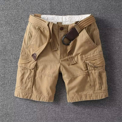 Short cargo avec ceinture pour homme, multi-poches, coupe décontractée, été