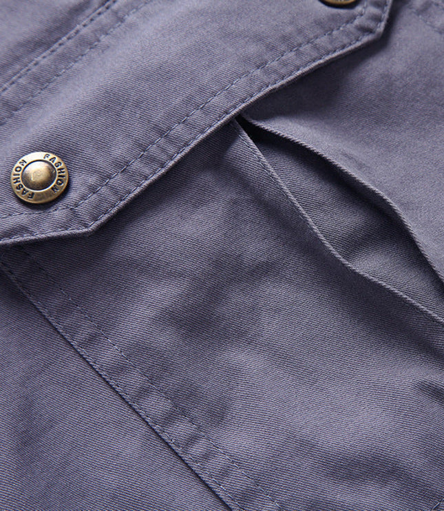 Shorts cargo à poches zippées longueur genou, coupe décontractée pour homme