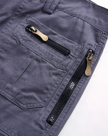 Shorts cargo à poches zippées longueur genou, coupe décontractée pour homme