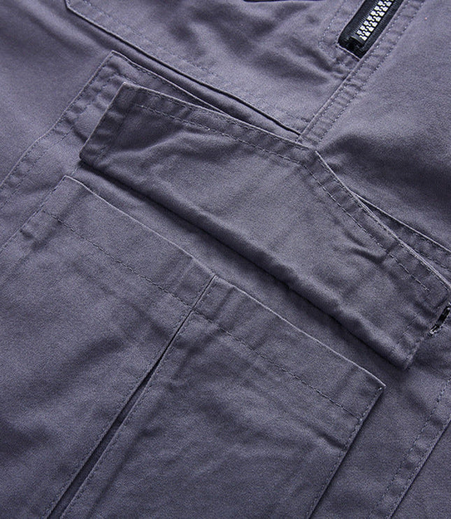 Shorts cargo à poches zippées longueur genou, coupe décontractée pour homme
