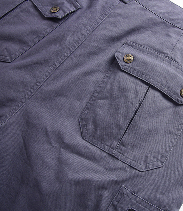 Shorts cargo à poches zippées longueur genou, coupe décontractée pour homme