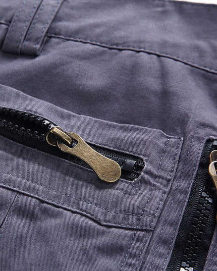 Shorts cargo à poches zippées longueur genou, coupe décontractée pour homme
