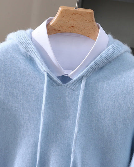 Men's Cashmere Hooded Pullover Knit Sweater
