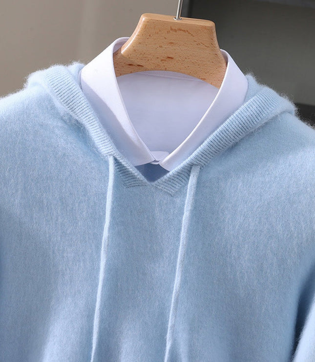 Men's Cashmere Hooded Pullover Knit Sweater