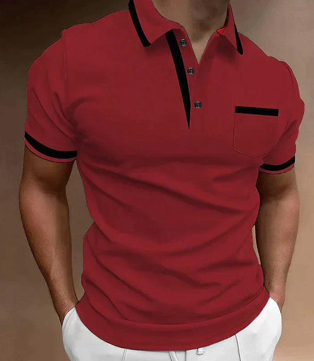 Polo casual de hombre de punto con ribete en contraste y manga corta