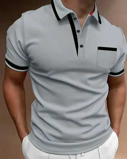 Polo casual de hombre de punto con ribete en contraste y manga corta