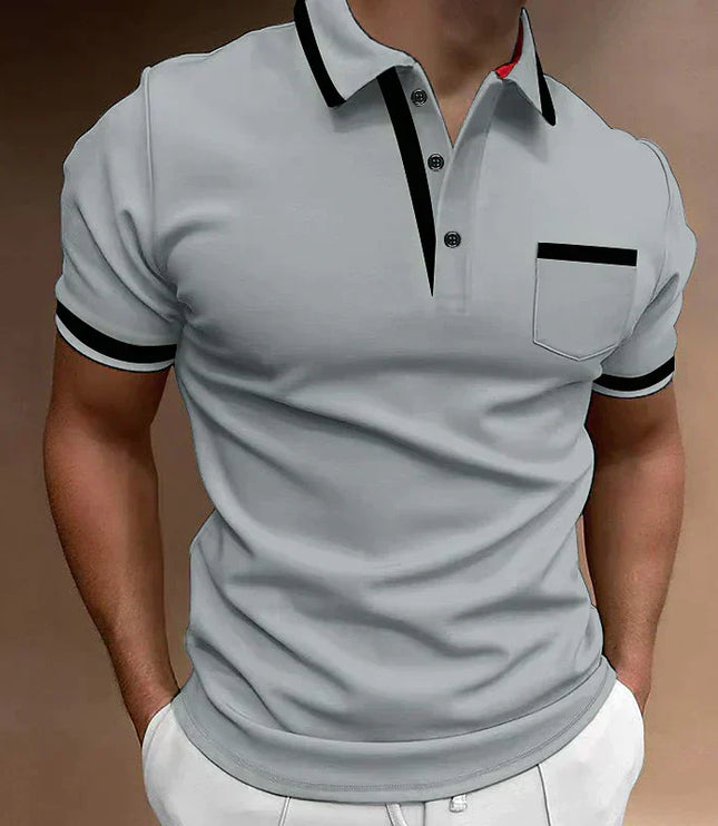 Polo casual de hombre de punto con ribete en contraste y manga corta