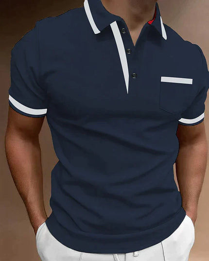 Polo casual de hombre de punto con ribete en contraste y manga corta