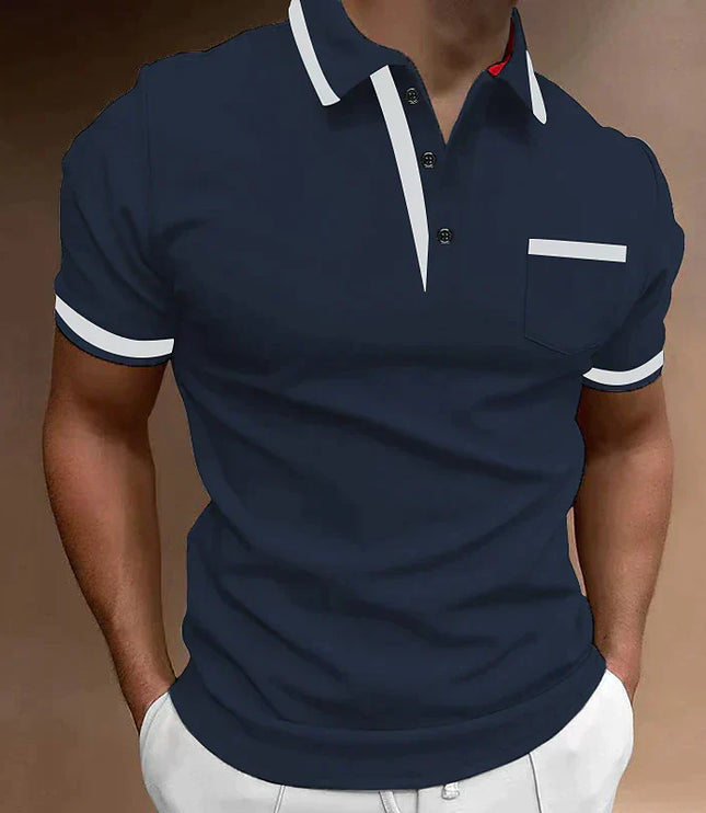 Polo casual de hombre de punto con ribete en contraste y manga corta