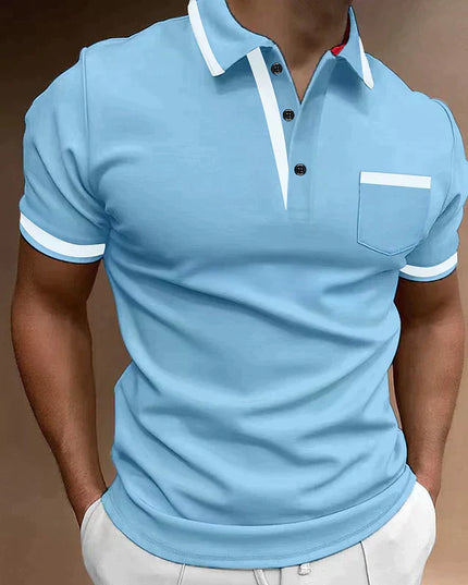 Polo casual de hombre de punto con ribete en contraste y manga corta