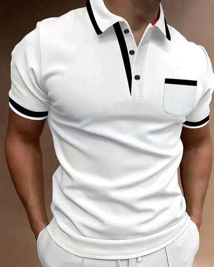 Polo casual de hombre de punto con ribete en contraste y manga corta