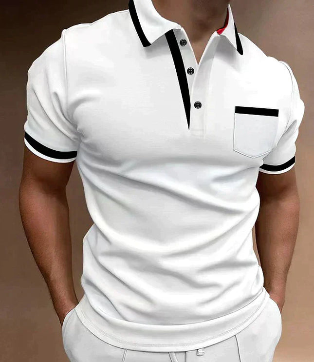 Polo casual de hombre de punto con ribete en contraste y manga corta