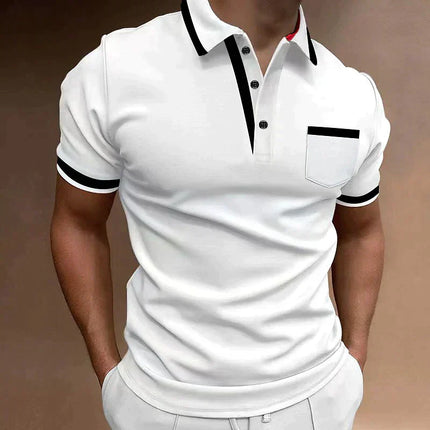 Polo casual de hombre de punto con ribete en contraste y manga corta
